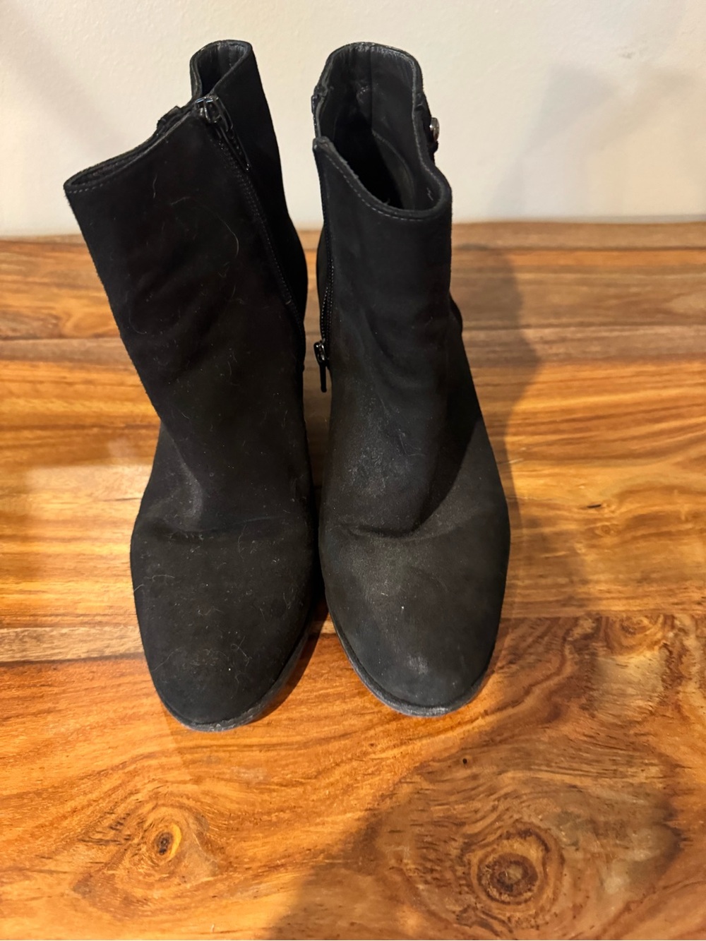 Stuart Weitzman Black Suede Ankle Booties with Side Zipper